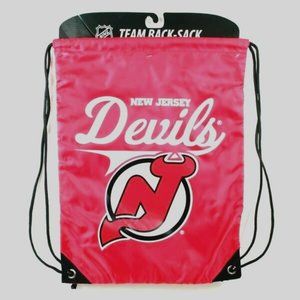 NEW JERSEY DEVILS CURVE CINCH DRAWSTRING BACKPACK BACKSACK BAG WITH CORD TOTE